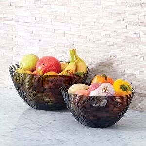 NIB Mikasa Gourmet Basics 2-piece Metal Baskets for Fruit and Vegetables